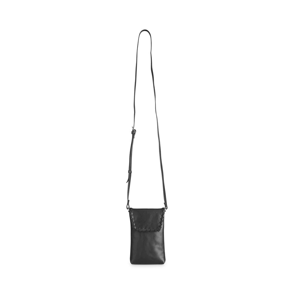 Étui pour téléphone portable LuccaMBG avec bandoulière. Modèle à point de surjet. Noir. Cuir. Markberg.
