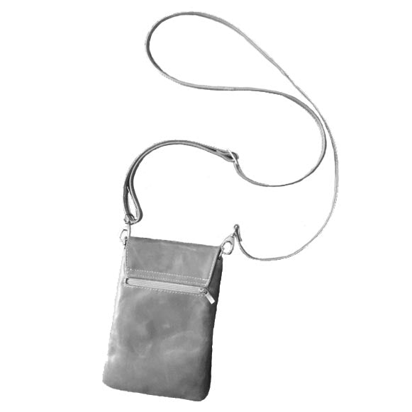 Handytasche mit Riemen Skagen. Echtes Leder. Hellblaues Mint. Gemütlicher Stil