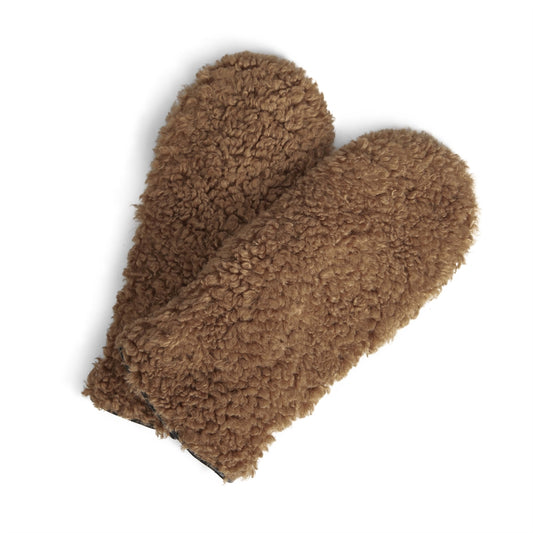 Fäustlinge von EllyMBG. Braun mit Schwarz. Pelz aus recyceltem Polyester. Marberg