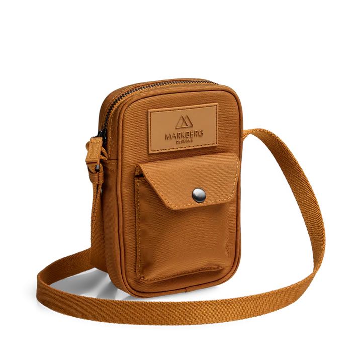DarlaMBG mobiltaske. Gul brun monokrom. Unisex. Vandafvisende. Markberg