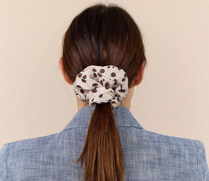 Dots Haargummi. 100% Seide. Creme, Braun. Bella Ballou
