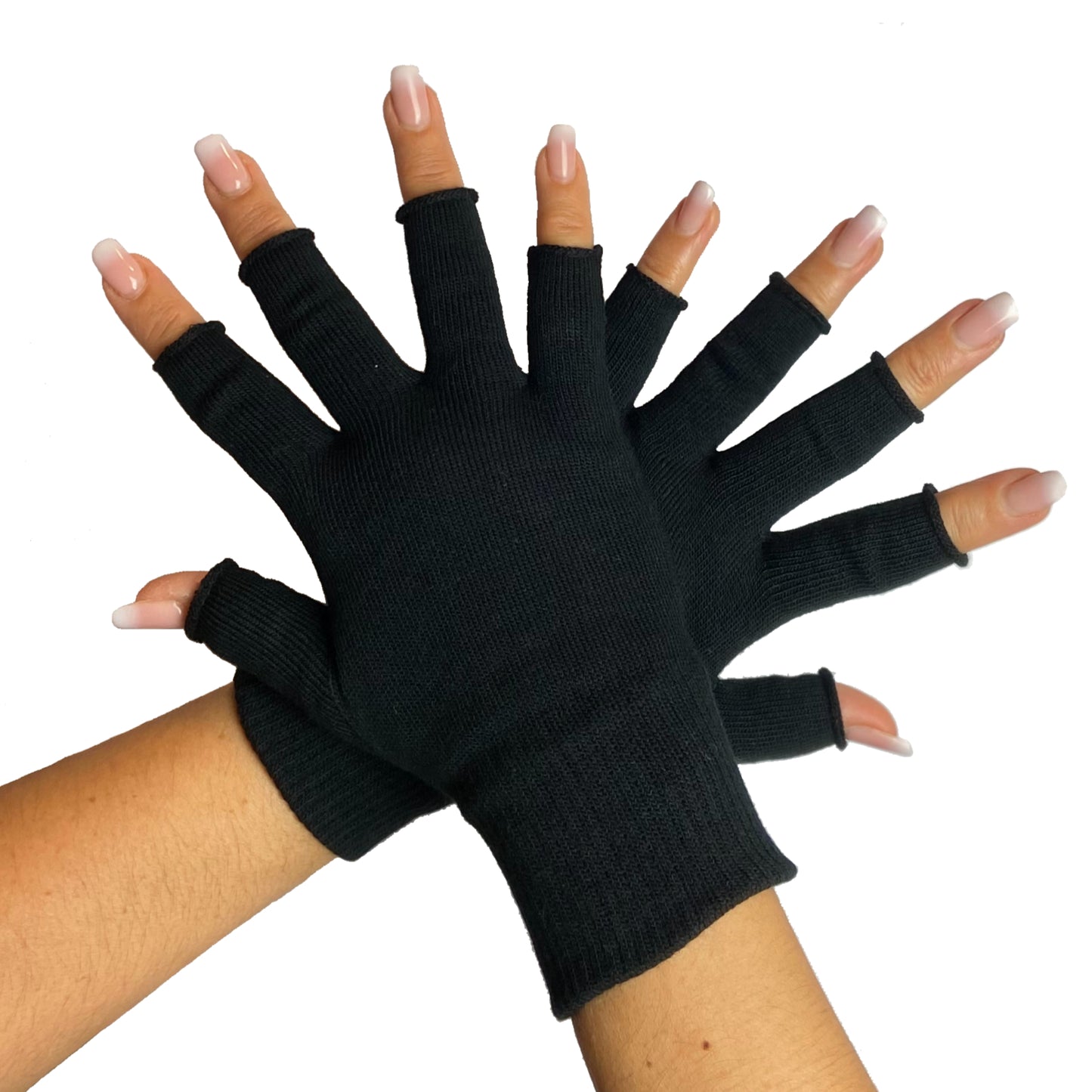Terapeutiske fingerspidserne fri handsker. Unisex. Tynde.  Sort. ReflexWear