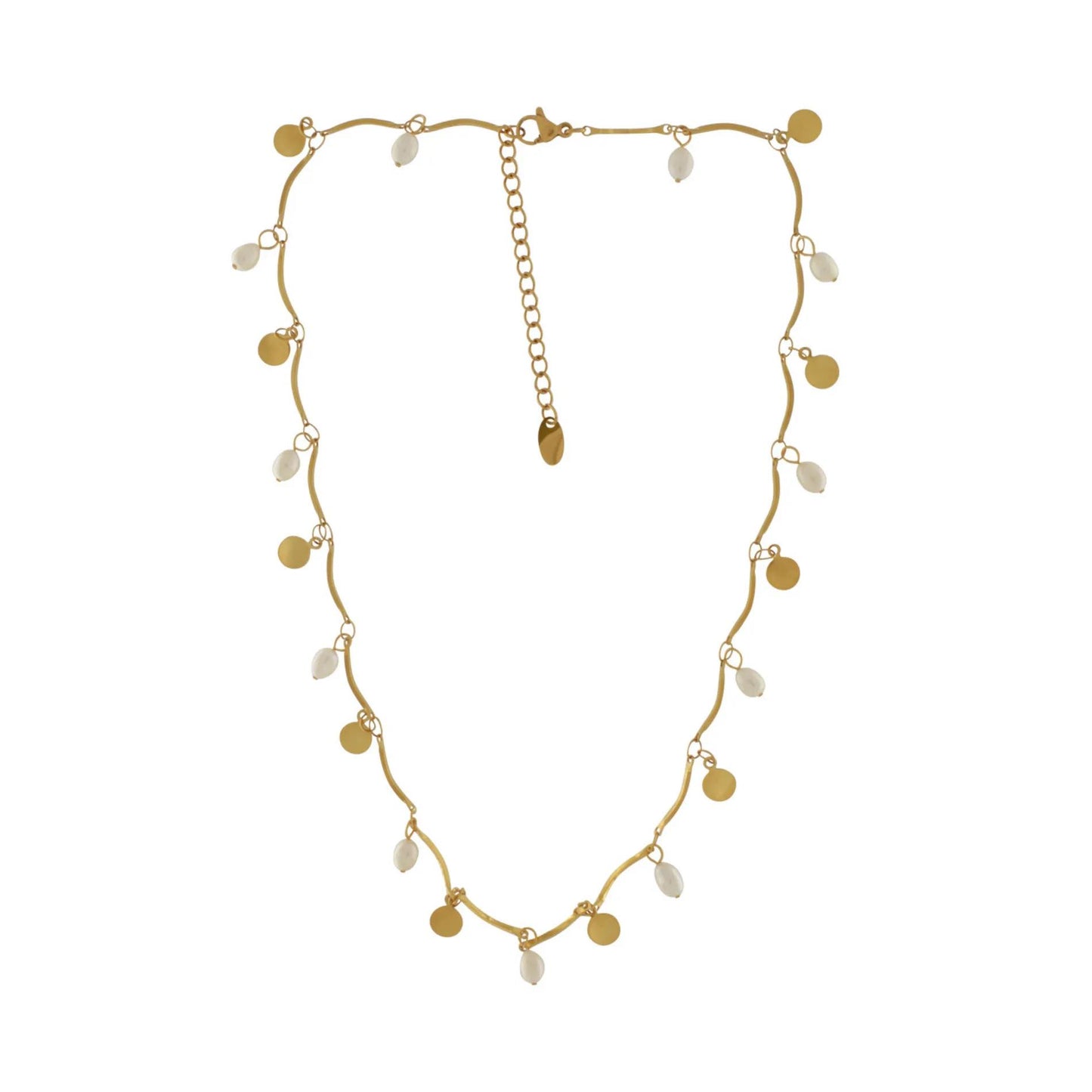 Wasserdichte Halskette „Joy Coin and Pearls“. 18 Karat vergoldet. Dansk Copenhagen