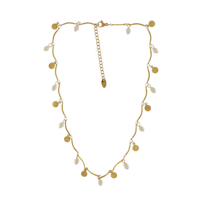 Wasserdichte Halskette „Joy Coin and Pearls“. 18 Karat vergoldet. Dansk Copenhagen