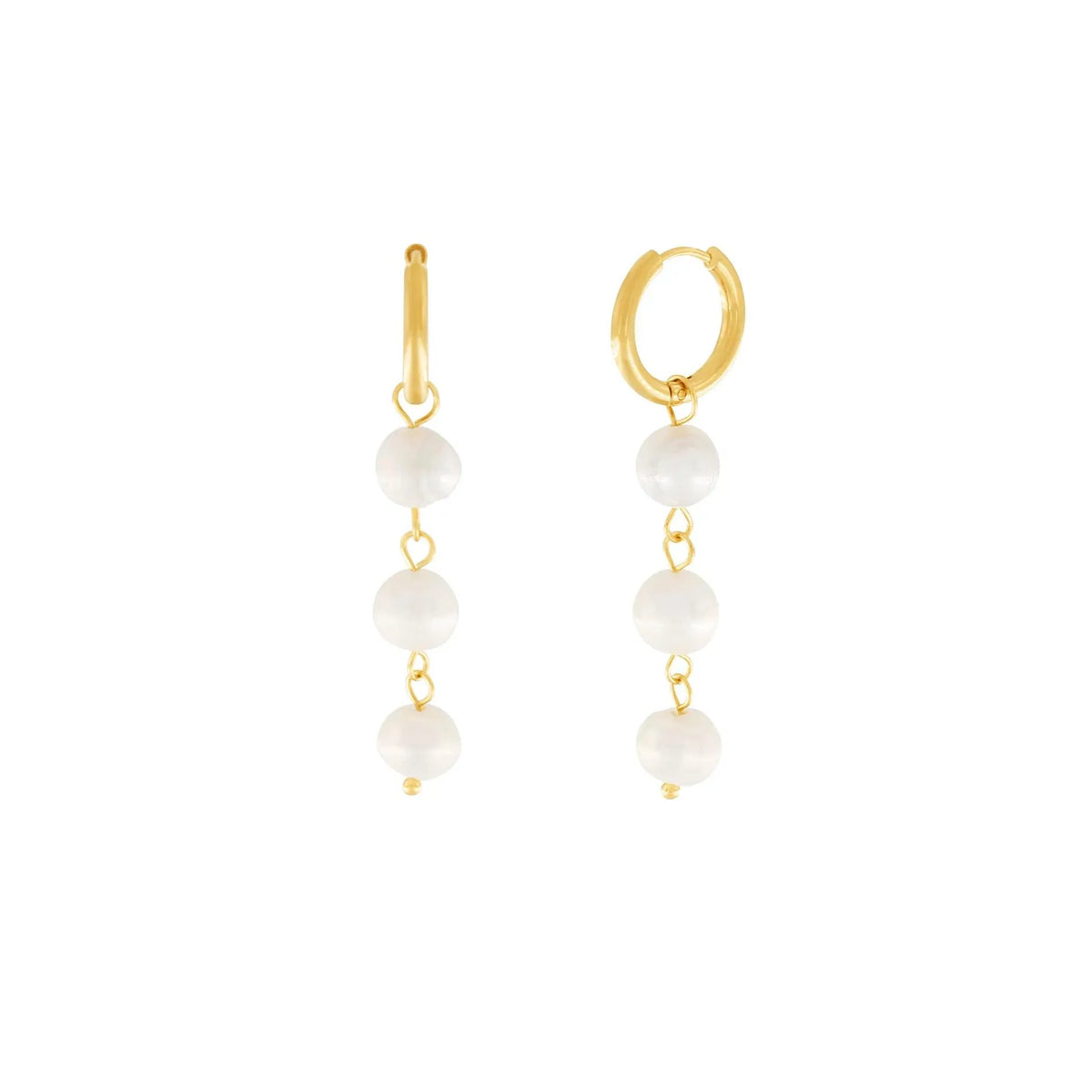 Joy Long Pearl Chain øreringe. 18K guld plating. Dansk Copenhagen