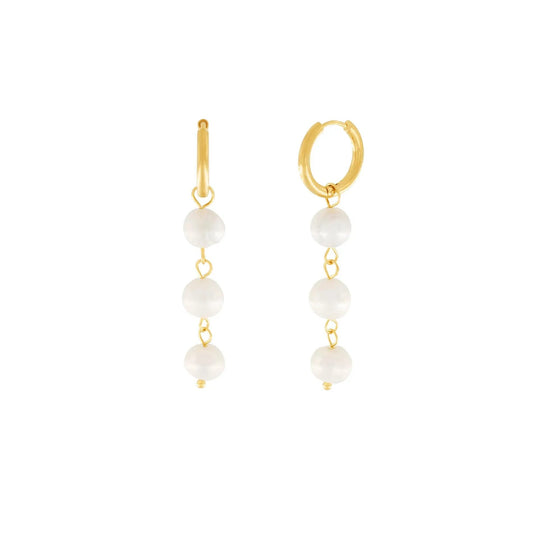 Joy Long Pearl Chain øreringe. 18K guld plating. Dansk Copenhagen