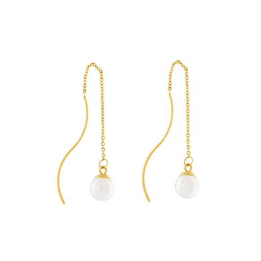 Joy Waterproof Chain Pearl øreringe. 18K guld plating. Dansk Copenhagen