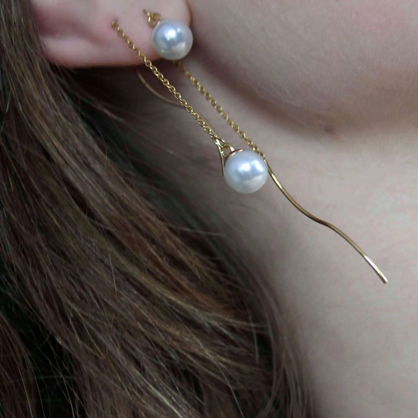 Joy Waterproof Chain Pearl Ohrringe. 18 Karat vergoldet. Dansk Copenhagen