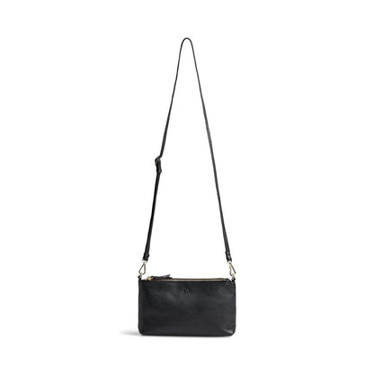 MikalaMBG Umhängetasche. Schwarz und Gold. Leder. Markberg