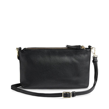 MikalaMBG Umhängetasche. Schwarz und Gold. Leder. Markberg