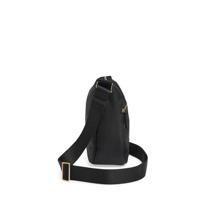 MonoMBG Umhängetasche. Unisex, Schwarz mit Gold. Recyceltes Polyester. Markberg