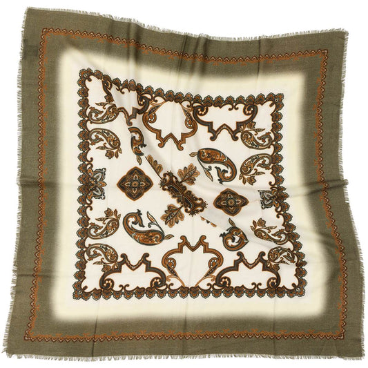 Royal Paisley tørklæde med rå ender. Unisex. 100% uld. Grøn. Bella Ballou