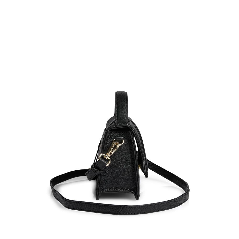 Sac bandoulière ZoeMBG. Noir et doré. Cuir. Markberg.