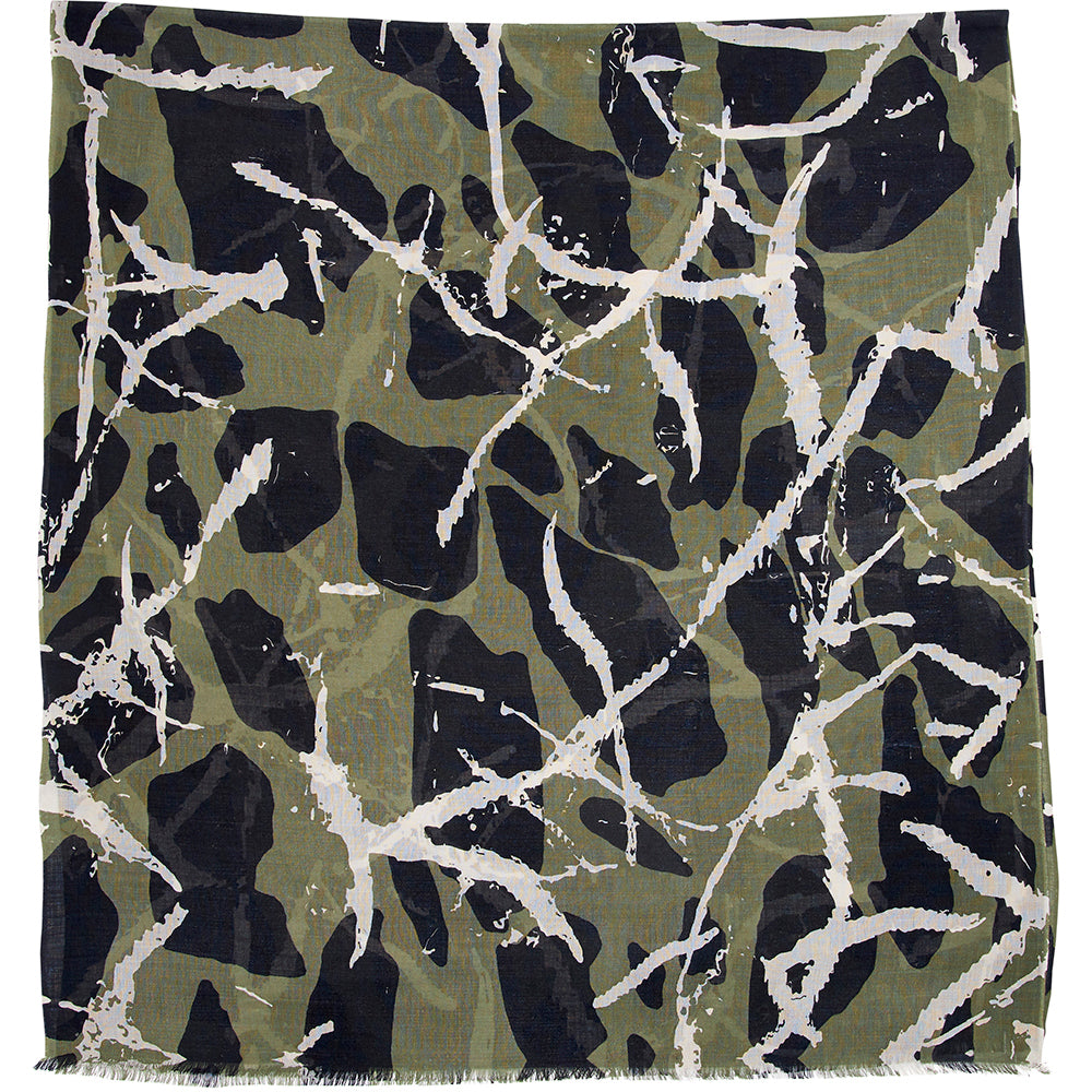 Halstørklæde til kvinder Dots & Lines. 50% uld, 50% silke. Olive, sort. Bella Ballou