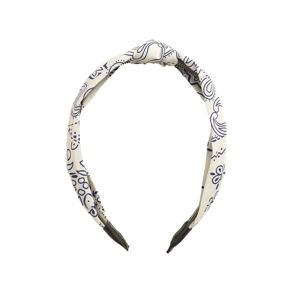 Hårbøjle med bandana prints. Hvid og blå. UpdateCPH