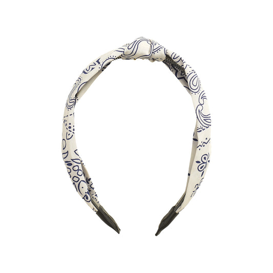 Hårbøjle med bandana prints. Hvid og blå. UpdateCPH