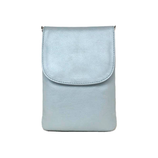 Mobiltaske med rem Skagen. Ægte læder. Lyseblå mint. Cosystyle