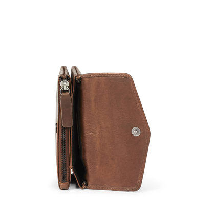 Brieftasche Glaubensmünze. Antikes Leder. Kastanie. Markberg