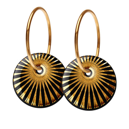 Creolen-Ohrringe mit Spritzeffekt. Schwarz und Gold. Scherning Kopenhagen