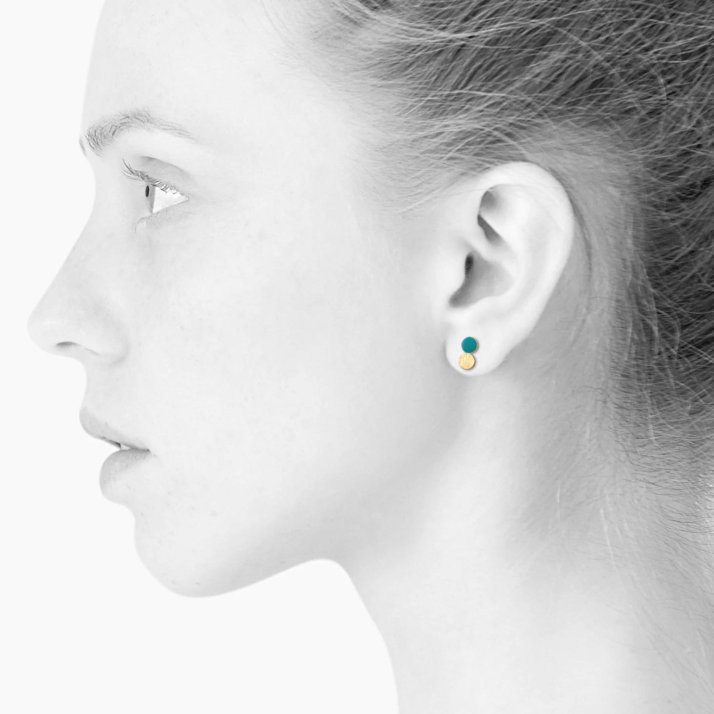 Spot Dotty ørestikker. Unisex. Aquamarine grøn , guld. Scherning København