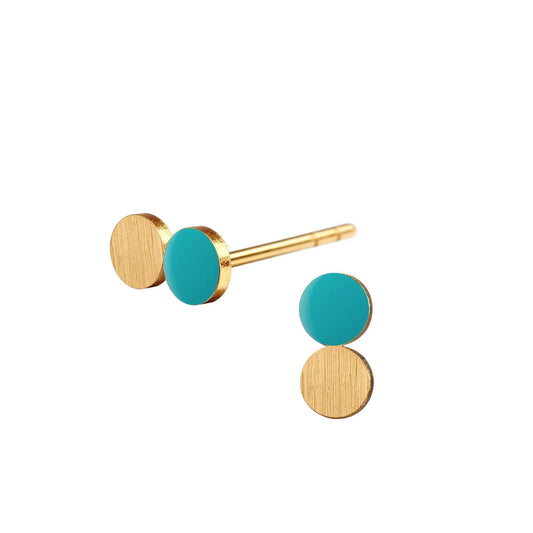 Spot Dotty ørestikker. Unisex. Aquamarine grøn , guld. Scherning København