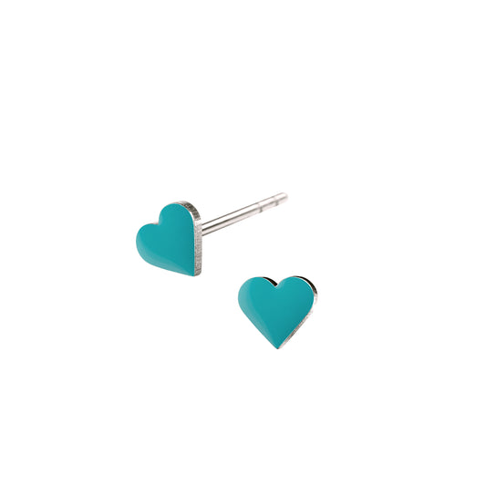 Spot Heart ørestikker. Aquamarine grøn. Sølv. Scherning København