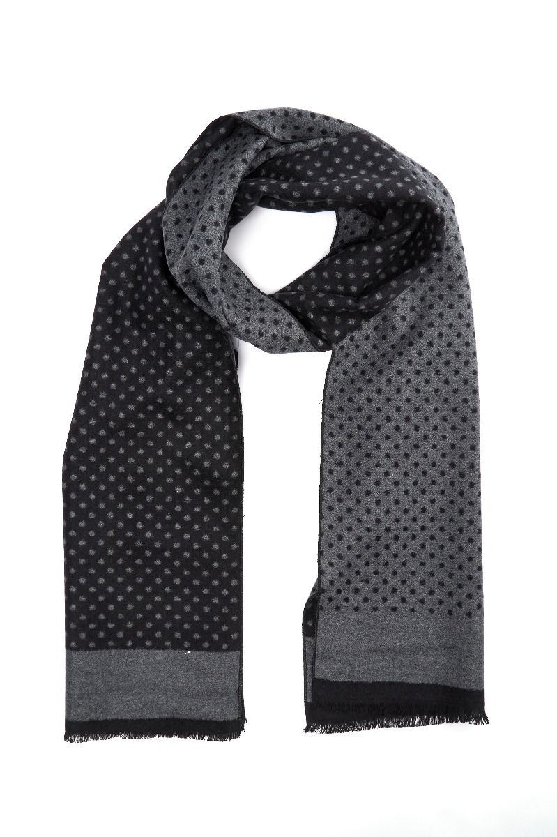 Tørklæde med prikker til mænd. Sort, blå og grå. Silke. Connexion Tie