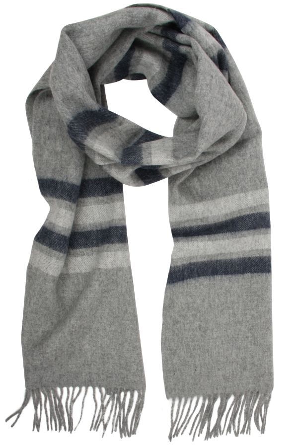 Winterschal für Herren. Blau und Grau. 100 % Wolle. Verbindungsbinder